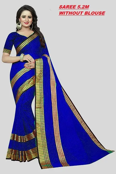 Elegant Cotton Striped Saree with Blouse Piece