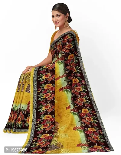 Women Stylish Georgette Printed Saree with Blouse piece-thumb2