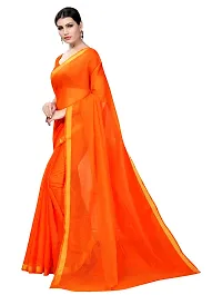 Stylish Art Silk Orange Saree With Blouse Piece For Women-thumb1