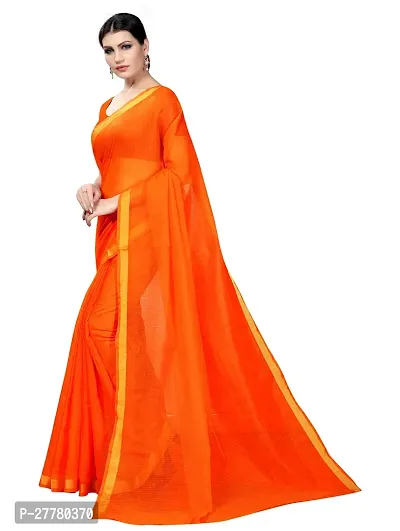 Stylish Art Silk Orange Saree With Blouse Piece For Women-thumb2