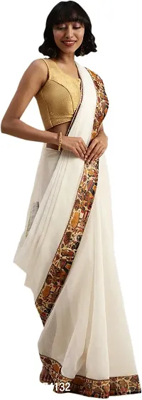 Women Stylish Cotton Blend Solid Saree with Blouse piece-thumb3