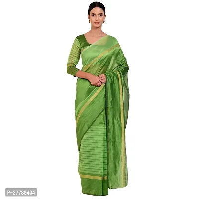 Stylish Cotton Silk Green Printed Saree With Blouse Piece For Women-thumb0