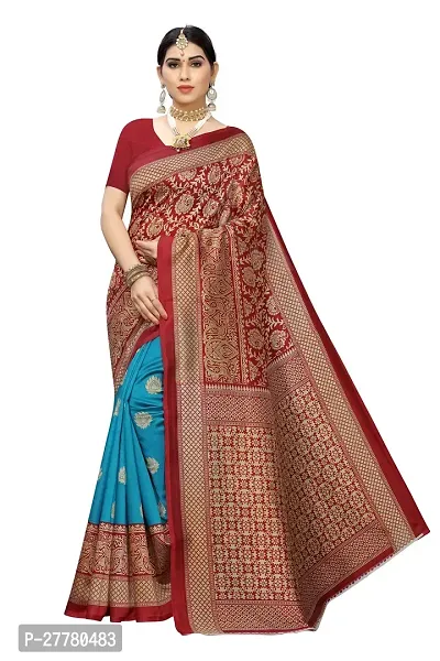 Stylish Art Silk Green Printed Saree With Blouse Piece For Women