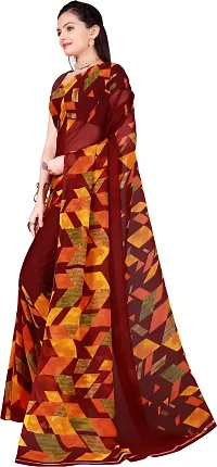 Women Stylish Georgette Printed Saree with Blouse piece-thumb2