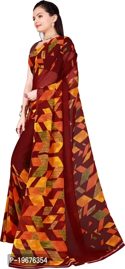 Women Stylish Georgette Printed Saree with Blouse piece-thumb3