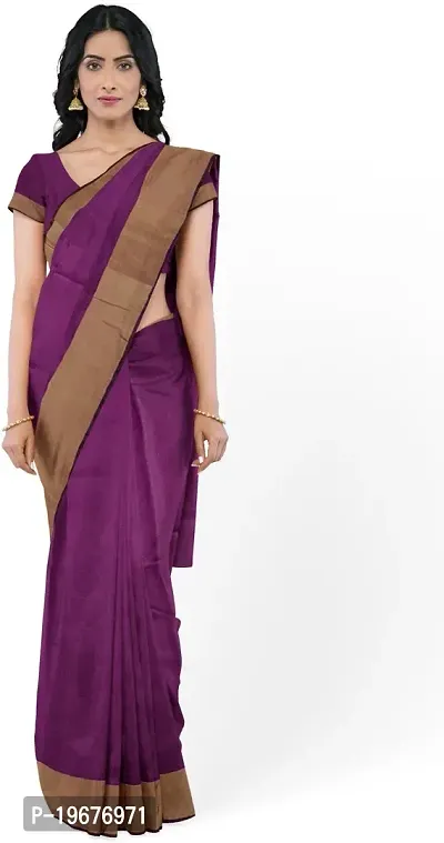 Women Stylish Cotton Silk Self Pattern Saree with Blouse piece-thumb0