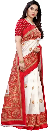 Women Stylish Art Silk Solid Saree with Blouse piece-thumb2