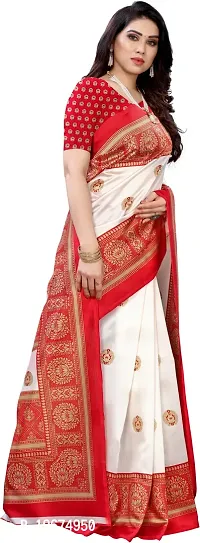 Women Stylish Art Silk Solid Saree with Blouse piece-thumb3