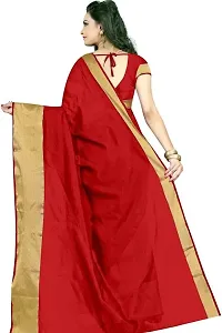 Women Stylish Cotton Silk Solid Saree with Blouse piece-thumb1