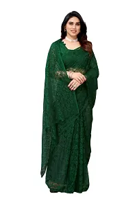 Elegant Green Cotton Silk Saree with Blouse piece For Women-thumb2