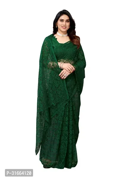 Elegant Green Cotton Silk Saree with Blouse piece For Women-thumb3