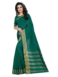 Classic Cotton Silk Solid Saree With Blouse Piece For Women-thumb2