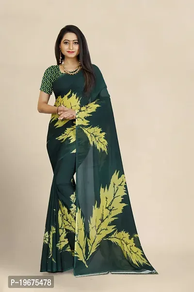 Women Stylish Georgette Printed Saree with Blouse piece-thumb0