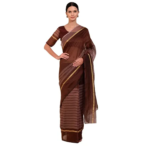 Fancy Silk Blend Saree With Blouse Piece For Women