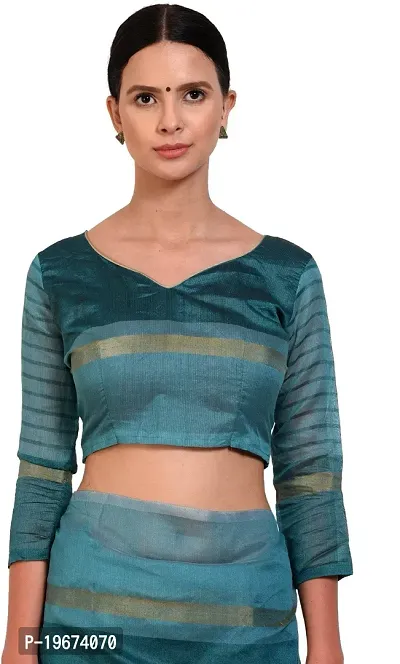 Women Stylish Cotton Silk Woven Design Saree with Blouse piece-thumb5