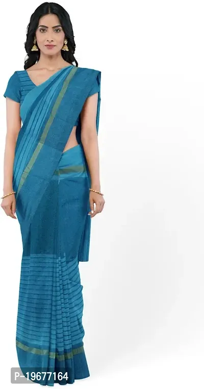 Women Stylish Cotton Silk Striped Saree with Blouse piece-thumb0