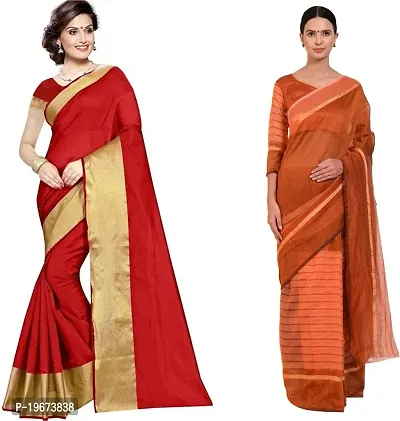 Women Stylish Cotton Silk Woven Design Saree with Blouse piece-thumb0