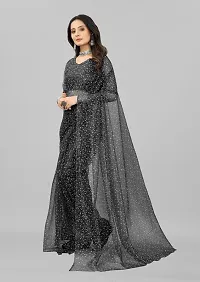 Elegant Black Net Saree with Blouse piece For Women-thumb1