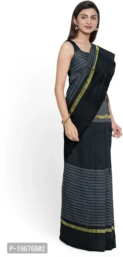 Women Stylish Cotton Silk Striped Saree with Blouse piece