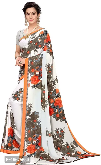 Women Stylish Art Silk Printed Saree with Blouse piece-thumb2