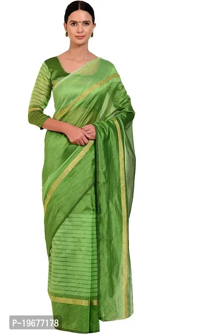 Women Stylish Cotton Silk Striped Saree with Blouse piece-thumb0