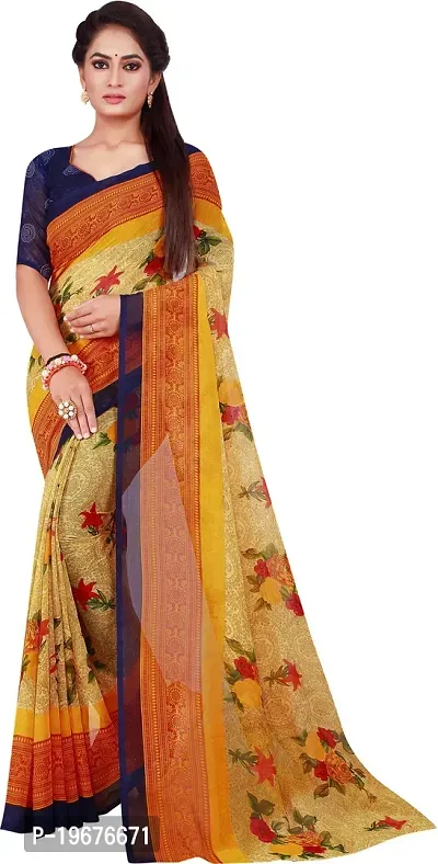 Women Stylish Art Silk Printed Saree with Blouse piece