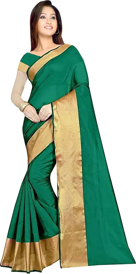 Trending Cotton Silk Saree with Blouse piece 