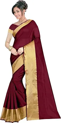 Women Stylish Cotton Silk Self Pattern Saree with Blouse piece-thumb1