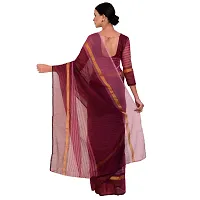 SAADHVI Women's Pink Cotton Silk Striped Work Saree(FL-IF-RustomWine-GO, Free Size) | Free Size-thumb2