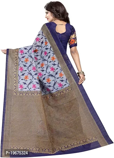 Women Stylish Art Silk Printed Saree with Blouse piece-thumb4