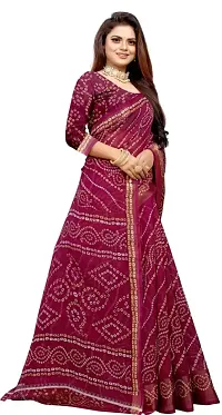 Stylish Wine Cotton Silk Saree With Blouse Piece For Women-thumb2