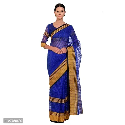 Stylish Art Silk Blue Printed Saree With Blouse Piece For Women-thumb0