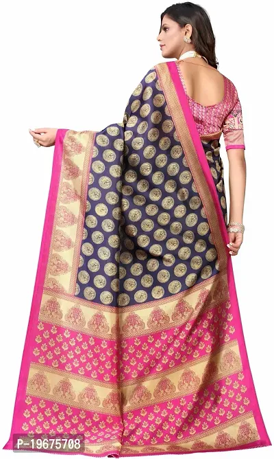 Women Stylish Net Printed Saree with Blouse piece