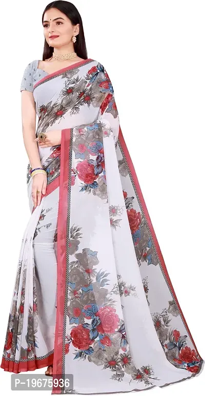 Women Stylish Georgette Printed Saree with Blouse piece-thumb0