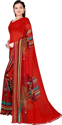 Women Stylish Georgette Printed Saree with Blouse piece-thumb1