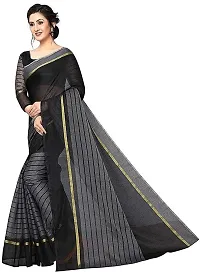 Women Stylish Cotton Silk Striped Saree with Blouse piece-thumb3