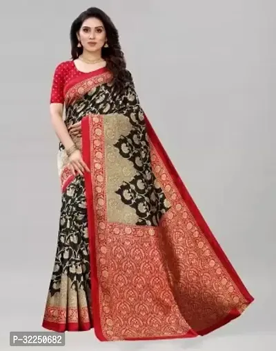 Stylish Black Cotton Silk Woven Design Saree with Blouse piece For Women-thumb0