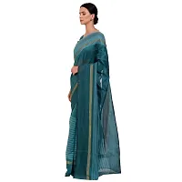 SAADHVI Women's Rama Cotton Silk Striped Work Saree(FL-IF-RustomRama-GO, Free Size) | Free Size-thumb3