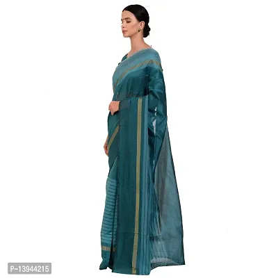 SAADHVI Women's Rama Cotton Silk Striped Work Saree(FL-IF-RustomRama-GO, Free Size) | Free Size-thumb4