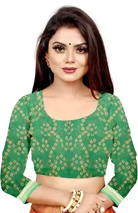 Stylish Green Cotton Silk Saree With Blouse Piece For Women-thumb4