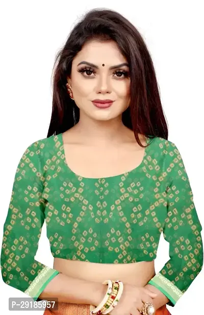 Stylish Green Cotton Silk Saree With Blouse Piece For Women-thumb5