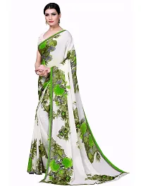 Stylish Georgette Green Printed Saree With Blouse Piece For Women-thumb1