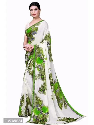 Stylish Georgette Green Printed Saree With Blouse Piece For Women-thumb2