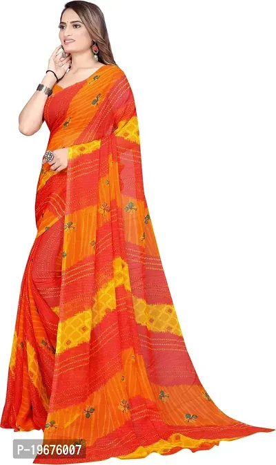 Women Stylish Georgette Printed Saree with Blouse piece-thumb2