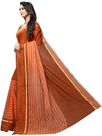 Women Stylish Cotton Silk Striped Saree with Blouse piece-thumb2