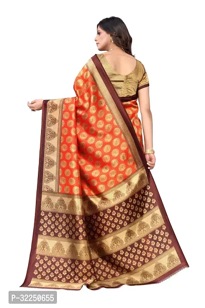 Stylish Orange Cotton Silk Woven Design Saree with Blouse piece For Women-thumb3