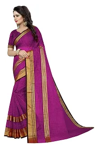 Stylish Cotton Silk Pink Printed Saree With Blouse Piece For Women-thumb1