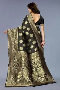 Stylish Black Art Silk Printed Saree with Blouse piece For Women-thumb1