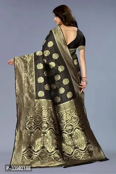 Stylish Black Art Silk Printed Saree with Blouse piece For Women-thumb2