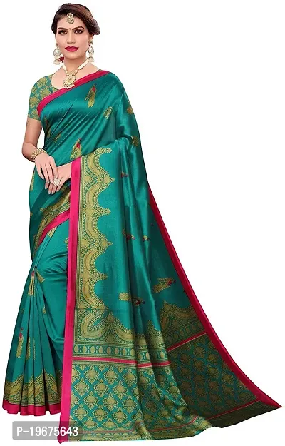 Women Stylish Art Silk Printed Saree with Blouse piece-thumb0